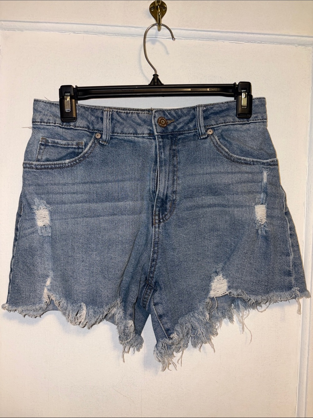 Sincerely Jules Light Blue Distressed Denim Cutoff Shorts
